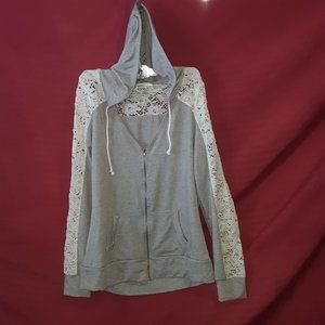 Wish & Whim Laced Zip-Up Hoodie